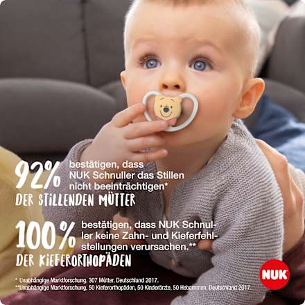 Schnuller Space Disney Silikon, grau/weiß, Gr.1, 0-6 Monate, 2 St NUK