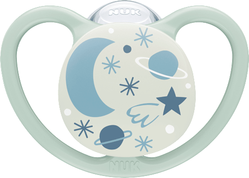 Schnuller Space Night Silikon, blau/mint, 6-18 Monate, 2 St NUK