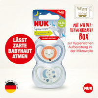 Schnuller Space Night Silikon, blau/mint, ab 18 Monate, 2 St NUK