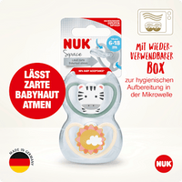 Space siliconen fopspeen, groen/abrikoos, 6-18 maanden, 2 stuks