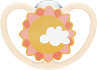 Space siliconen fopspeen, groen/abrikoos, 6-18 maanden, 2 stuks