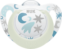 Schnuller Star Day & Night Silikon, blau/weiß, Gr.1, 0-6 Monate, 2 St NUK