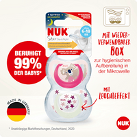 Schnuller Star Day & Night Silikon, pink/weiß, Gr.2, 6-18 Monate, 2 St NUK