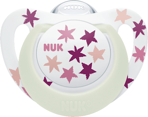 Schnuller Star Day & Night Silikon, pink/weiß, Gr.3, 18-36 Monate, 2 St NUK