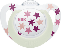 Schnuller Star Day & Night Silikon, pink/weiß, Gr.3, 18-36 Monate, 2 St NUK
