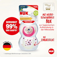 Schnuller Star Day & Night Silikon, pink/weiß, Gr.3, 18-36 Monate, 2 St NUK