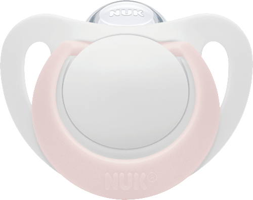 Ster siliconen fopspeen, roze/wit, maat 1, 0-6 maanden, 2 stuks