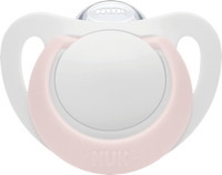 Ster siliconen fopspeen, roze/wit, maat 1, 0-6 maanden, 2 stuks