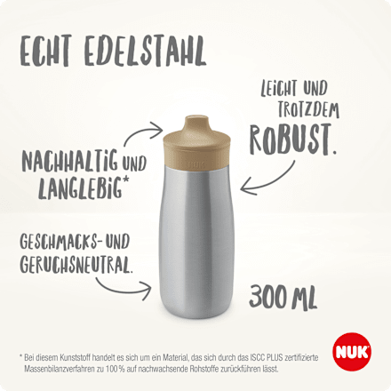 Kinderdrinkfles van roestvrij staal Mini-Me beige, 300 ml, 1 stuk