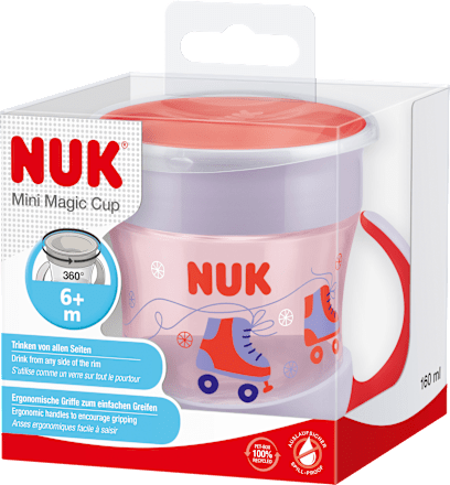 Trinklernbecher Evolution Mini Magic Cup rot/lila, 160 ml, 1 St NUK