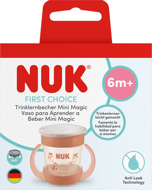 NUK Tasse d’apprentissage First Choice Mini Magic orange, dès 6 mois, 160 ml, 1 pièce