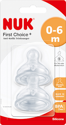 Trinksauger First Choice+ Silikon, 0-6 Monate, Gr. S (Tee), 2 St NUK