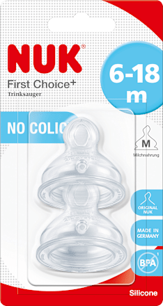 Trinksauger First Choice+ Silikon, Gr. M (Milch), 6-18 Monate, 2 St NUK