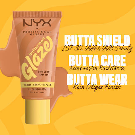 Foundation Buttermelt Glaze mit LSF 30, 03 Cashew Butta, 30 ml