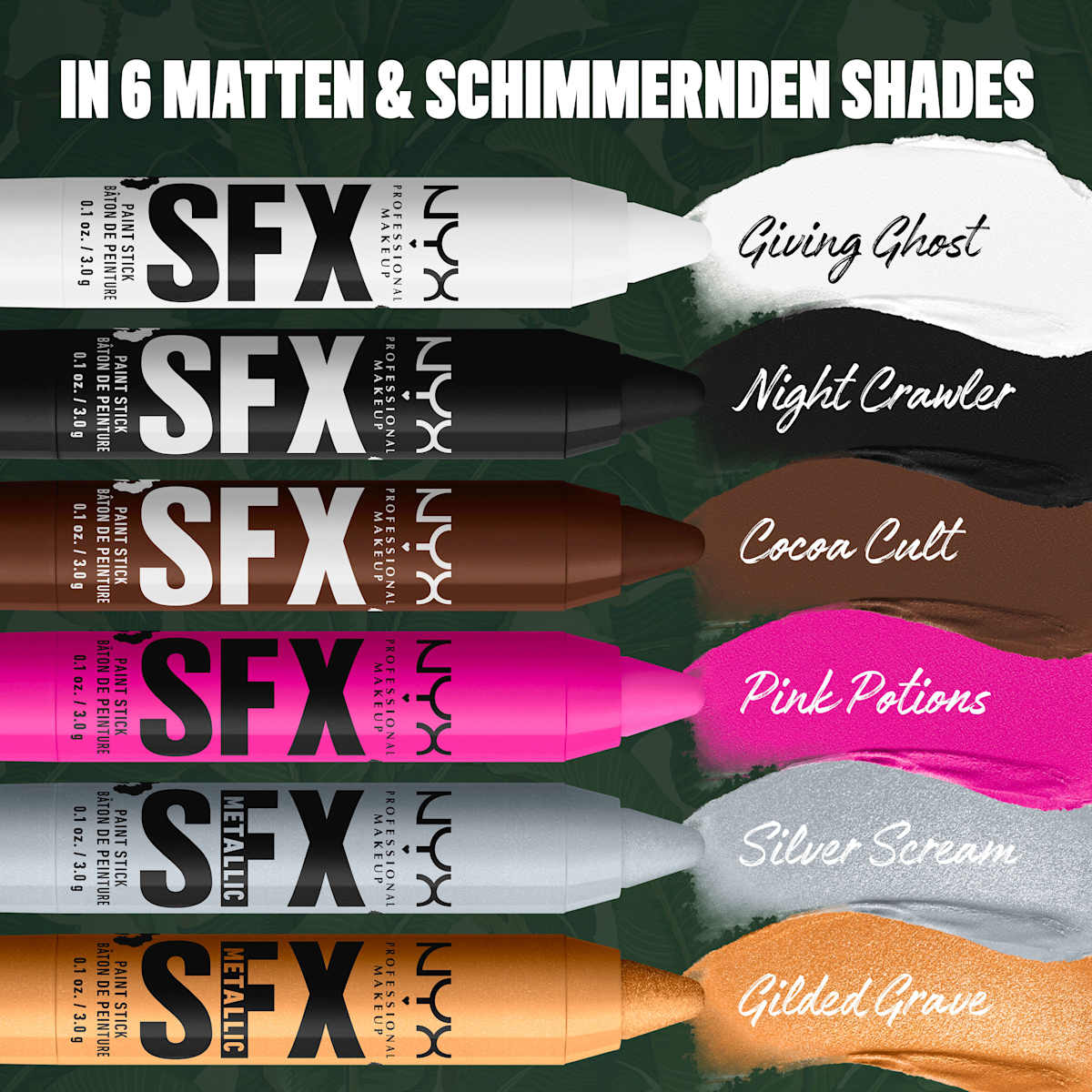NYX PROFESSIONAL MAKEUP Körperfarbe SFX Paint Multi-Use Face Stick 02 Night Crawler, 3 g