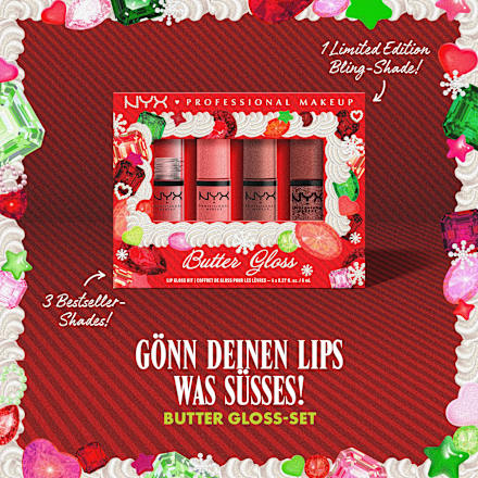 NYX PROFESSIONAL MAKEUP Lippengloss Set XMAS Butter Gloss Kit 4tlg, 32 ml
