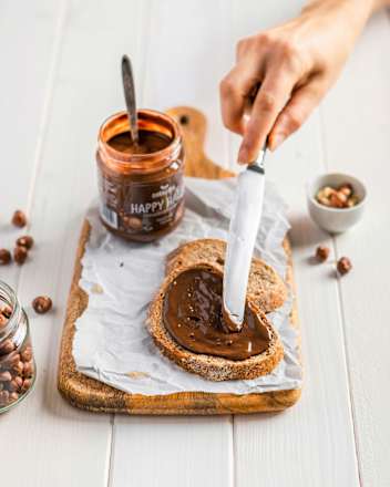 Hazelnootpasta, "Happy Hazel" feelgood spreads, hazelnootcacao, 200 g