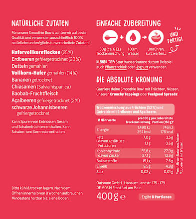 Smoothie Bowl Poeder Alice in Berryland, Aardbei &amp; Acai Berry, 50 g