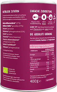 Smoothie Bowl Pulver Benjamin Blaubeer, Blaubeere & Johannisbeere, 400 g