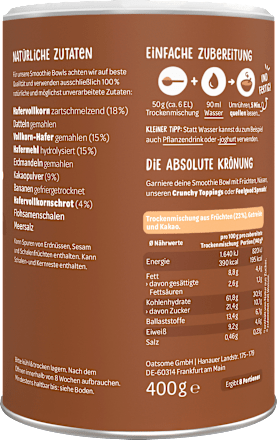 Smoothie Bowl Pulver Choco Crush, Milde Choco, 400 g
