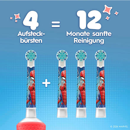 Aufsteckbürsten Kinder Spiderman, ab 3 Jahren, extra weich, 8 St