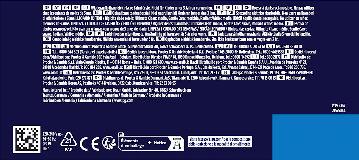 Oral-B Elektrische Zahnbürste iO Series 3 Leopard Edition, 1 St