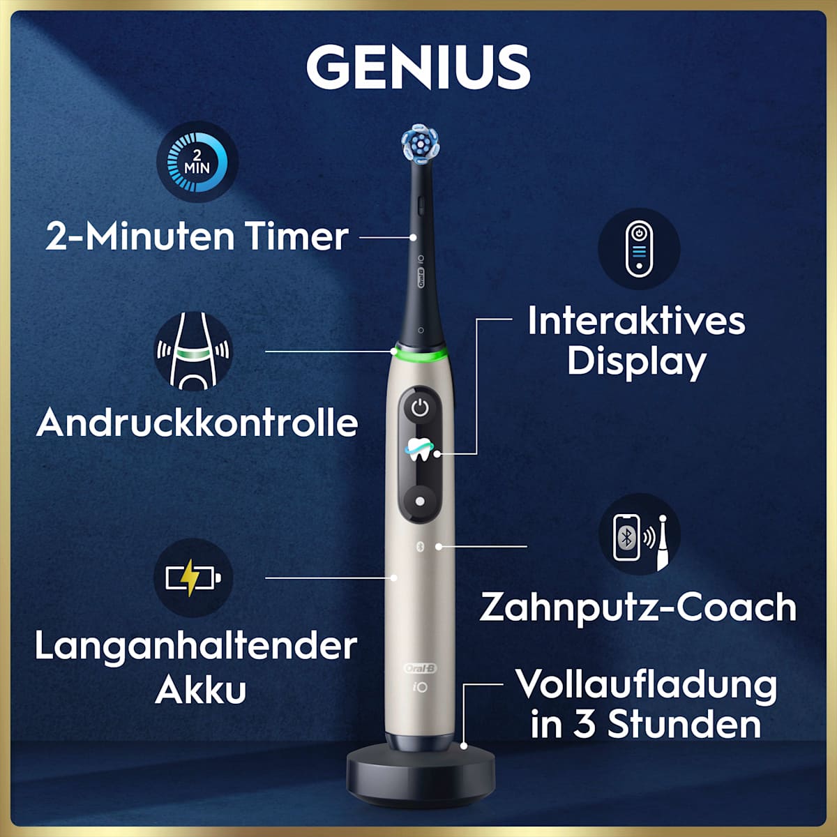 Oral-B Elektrische Zahnbürste iO Series 9 Gold, 1 St