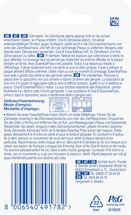 Zahnseide Essential Floss ungewachst, 50 m Oral-B