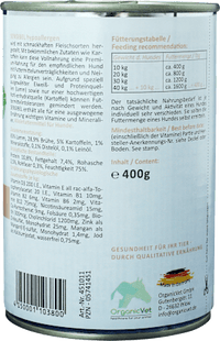 Nassfutter Hund mit Lamm, sensibel hypoallergen, Multipack (6x400 g), 2,4 kg OrganicVet