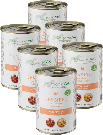 Nassfutter Hund mit Lamm, sensibel hypoallergen, Multipack (6x400 g), 2,4 kg OrganicVet