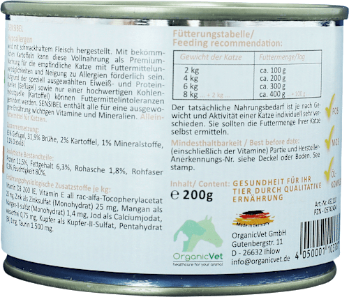 Nat kattenvoer met gevogelte, gevoelig hypoallergeen, multipack (6 x 200 g), 1,2 kg