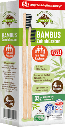 Tandenborstel Bamboe Familiepakket Medium (4-pack), 4 stuks