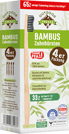 Bamboe tandenborstel medium (4 stuks), 4 stuks