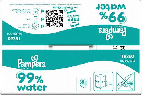 Feuchttücher 99 % water (18x60 St), 1.080 St