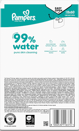 Feuchttücher 99 % water (18x60 St), 1.080 St