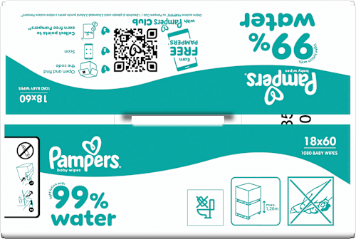 Feuchttücher 99 % water (18x60 St), 1.080 St