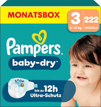 Windeln Baby Dry Gr. 3 Midi (6-10 kg) Monatsbox, 222 St