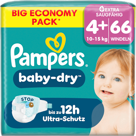 Windeln Baby Dry Gr. 4+ (10-15 kg) Big Pack, 66 St