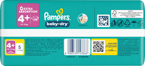 Windeln Baby Dry Gr. 4+ (10-15 kg), 28 St