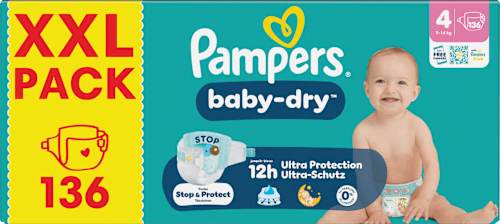 Windeln Baby Dry Gr. 4 (9-14 kg) XXL Pack, 136 St
