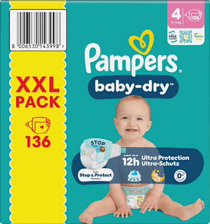 Windeln Baby Dry Gr. 4 (9-14 kg) XXL Pack, 136 St