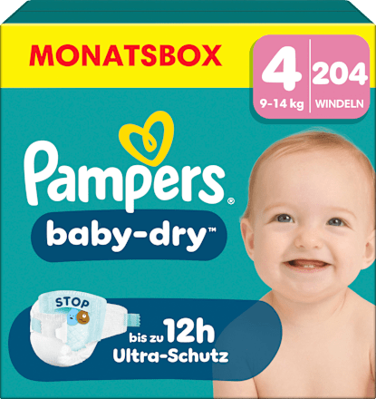 Windeln Baby Dry Gr. 4 Maxi (9-14 kg) Monatsbox, 204 St