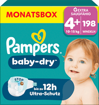 Windeln Baby Dry Gr. 4+ Maxi Plus (10-15 kg) Monatsbox, 198 St
