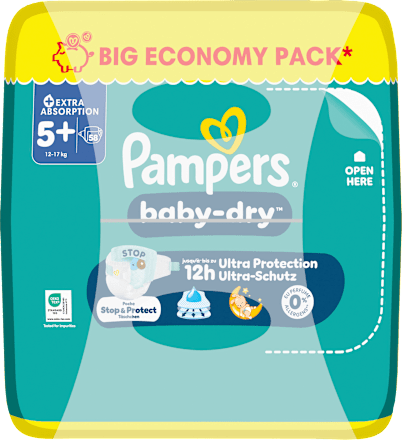Windeln Baby Dry Gr. 5+ (12-17 kg) Big Pack, 58 St