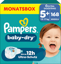 Windeln Baby Dry Gr.  5+ Junior Plus (12-17 kg) Monatsbox, 168 St