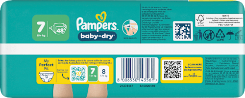 Windeln Baby Dry Gr. 7 XL (15+ kg) Big Pack, 48 St