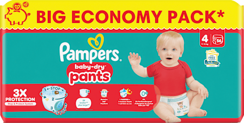 Baby Pants Baby Dry Gr.4 Maxi (9-15 kg), Big Pack, 56 St Pampers