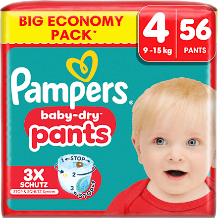 Baby Pants Baby Dry Gr.4 Maxi (9-15 kg), Big Pack, 56 St Pampers
