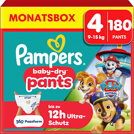 Babybroekjes Baby Dry Maat 4 Maxi (9-15 kg) Limited Edition Paw Patrol, maandelijkse doos, 180 stuks