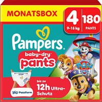 Babybroekjes Baby Dry Maat 4 Maxi (9-15 kg) Limited Edition Paw Patrol, maandelijkse doos, 180 stuks